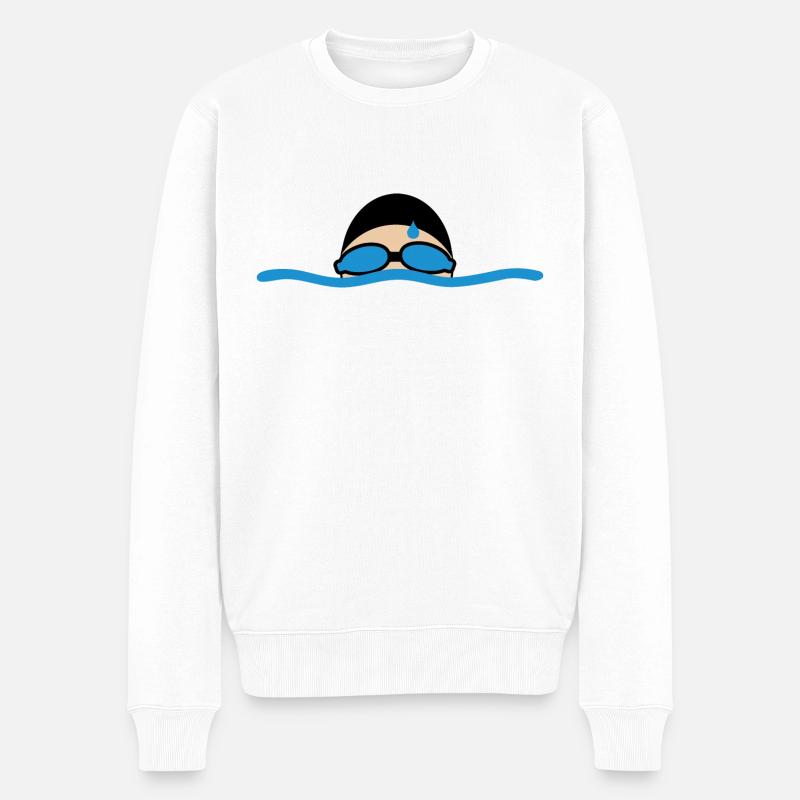 schwimmen - Männer Premium Bio Pullover - Weiß