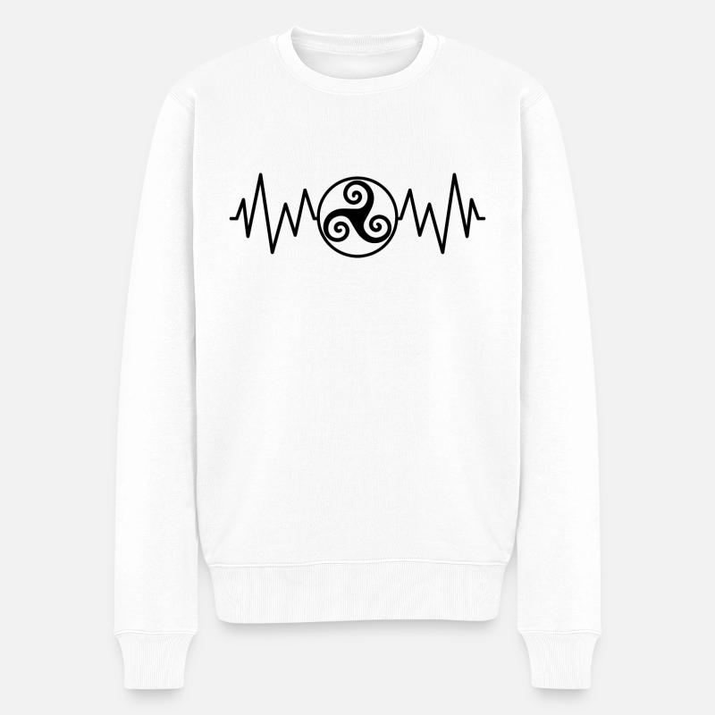 Triskel Herzfrequenz - Männer Premium Bio Pullover - Weiß