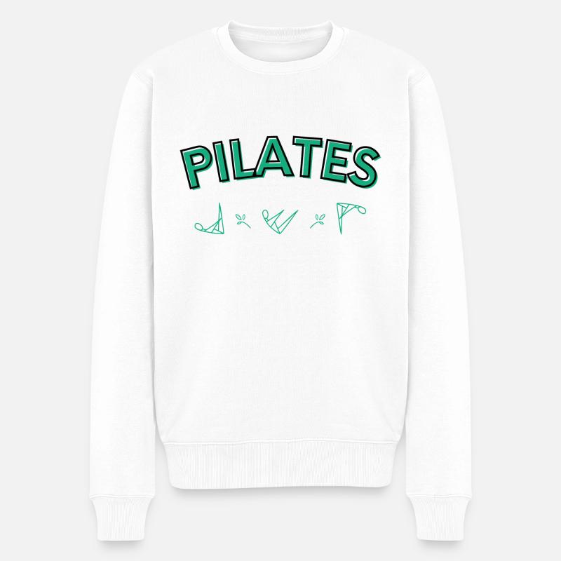 Pilates Verschiedene Positionen - Männer Premium Bio Pullover - Weiß
