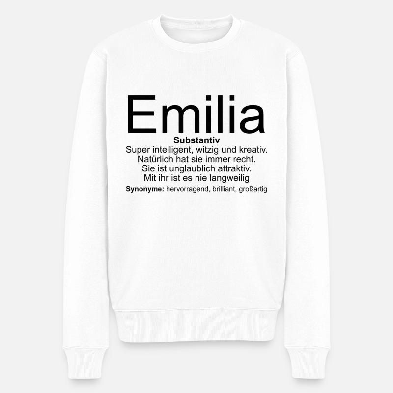 Name Definition Emilia - Männer Premium Bio Pullover - Weiß
