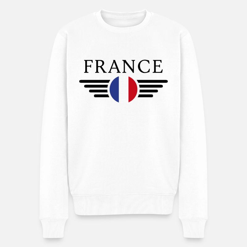 Frankreich Stil T-Shirt - Männer Premium Bio Pullover - Weiß