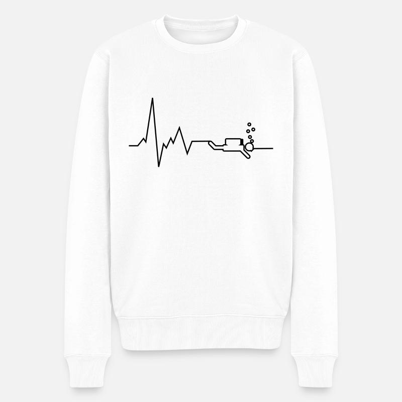 herzschlag tauchen - Männer Premium Bio Pullover - Weiß