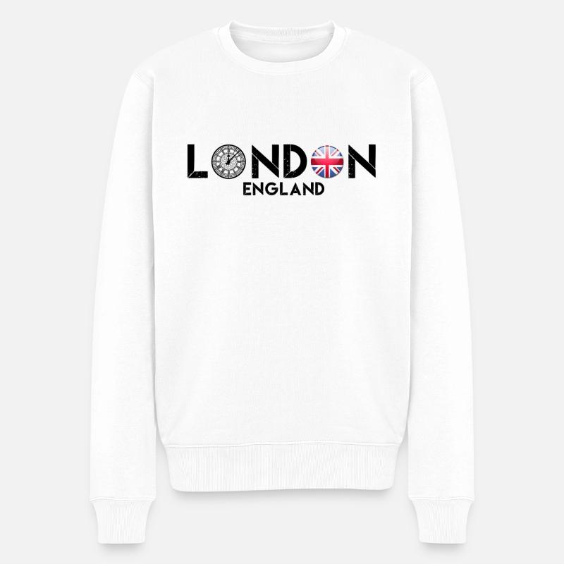 Londres, Londres Angleterre, T-shirts londres, Angleterre - Pull Premium bio Homme - blanc