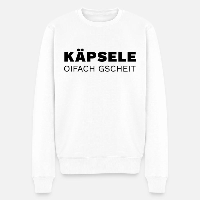 Käpsele oifach gscheit - Männer Premium Bio Pullover - Weiß