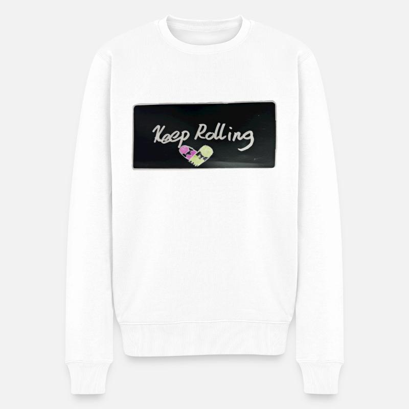 Keep rolling schwarz - Männer Premium Bio Pullover - Weiß
