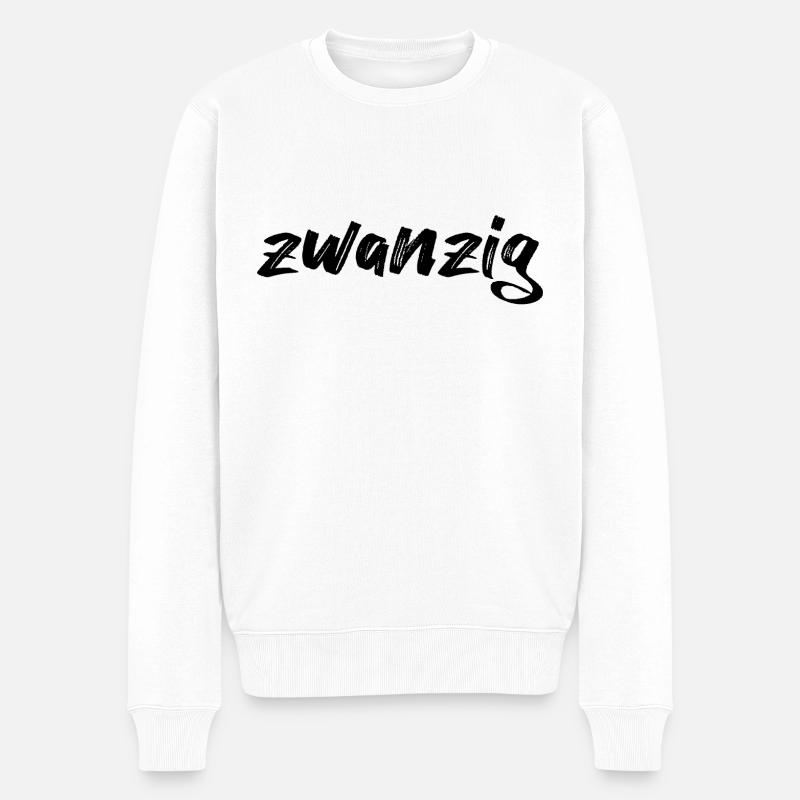 zwanzig 20 Schriftzug - Männer Premium Bio Pullover - Weiß