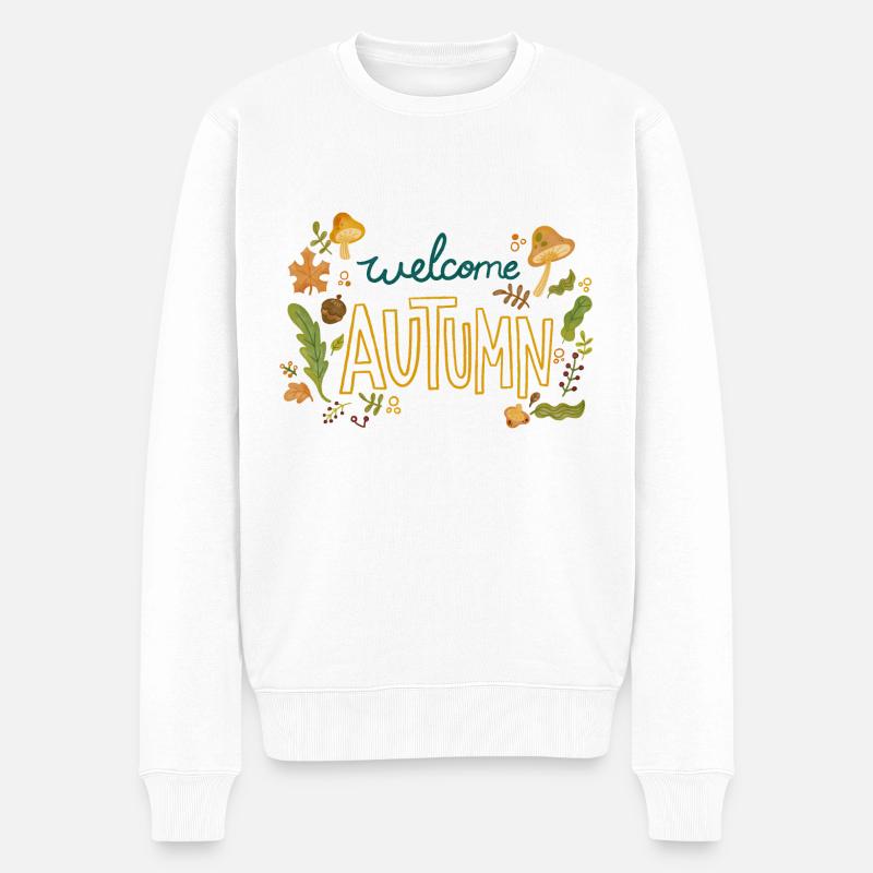 Willkommen im Herbst - Männer Premium Bio Pullover - Weiß
