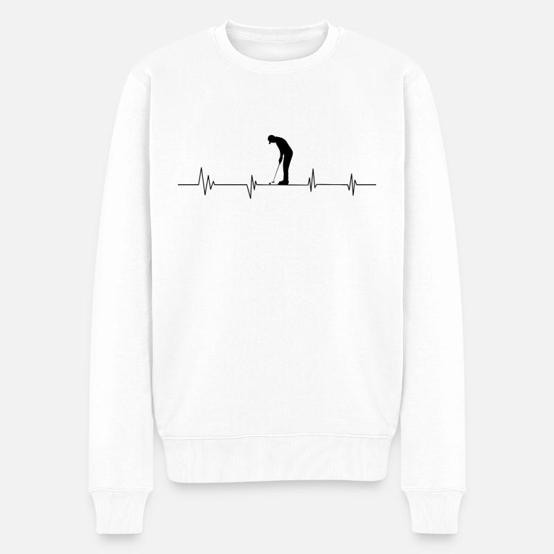 Golf-Herzschlag - Männer Premium Bio Pullover - Weiß