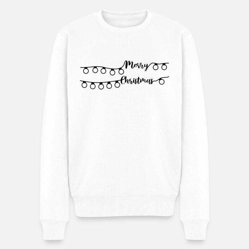 Joyeux guirlandes lumineuses de Noël - Pull Premium bio Homme - blanc
