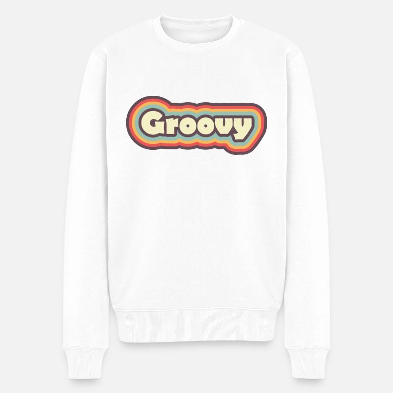 Groovy - Männer Premium Bio Pullover - Weiß
