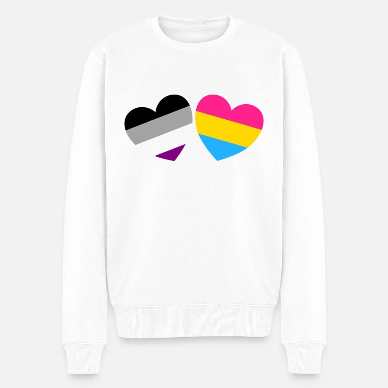 Asexuelle panromantische Herzen - Männer Premium Bio Pullover - Weiß