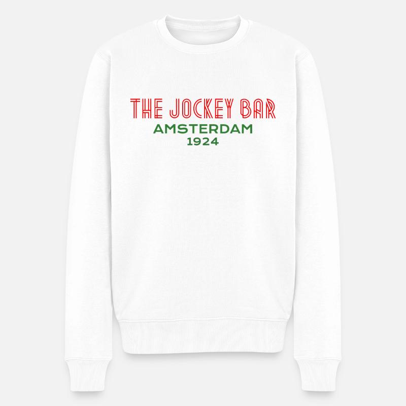 The Jockey Bar, Amsterdam - Männer Premium Bio Pullover - Weiß