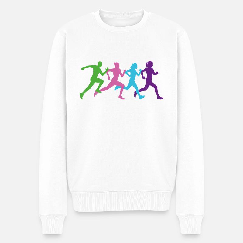 Laufgruppe farbig-bunt - Männer Premium Bio Pullover - Weiß