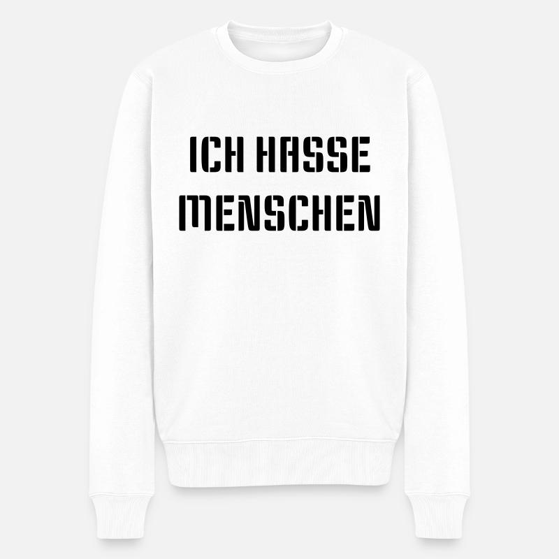 Ich hasse Menschen - Männer Premium Bio Pullover - Weiß