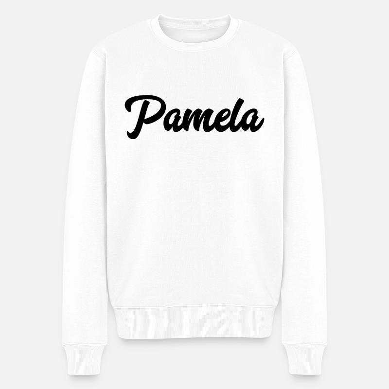 Pamela Custom Text Nom d’anniversaire - Pull Premium bio Homme - blanc