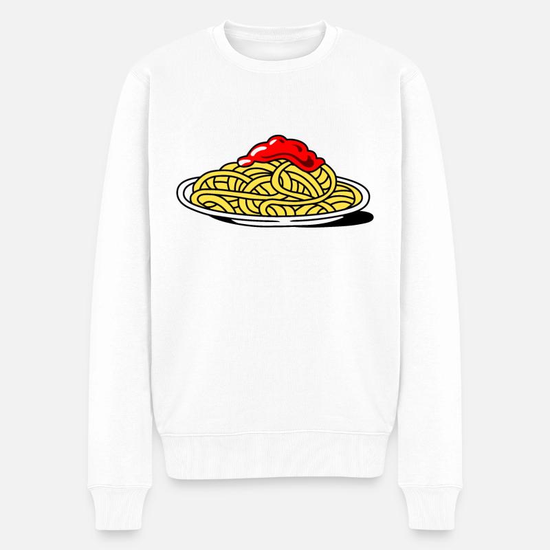 Spaghetti mit Tomaten - Männer Premium Bio Pullover - Weiß