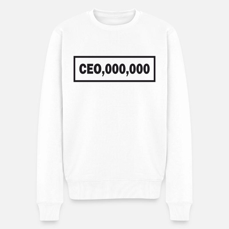CEO,000.000 - Männer Premium Bio Pullover - Weiß