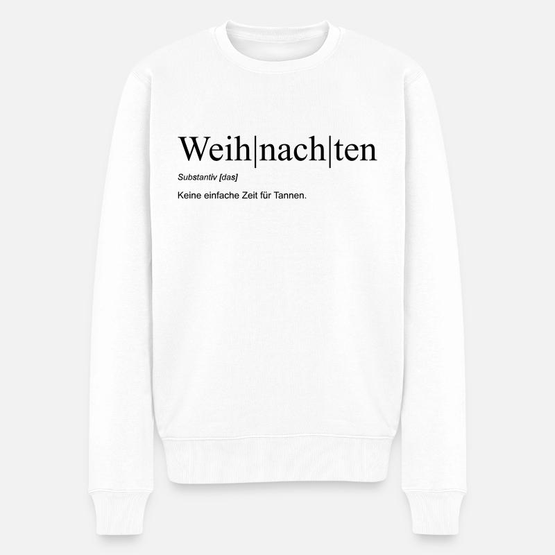 Weihnachten - Keine leichte Zeit für Tannen - Männer Premium Bio Pullover - Weiß