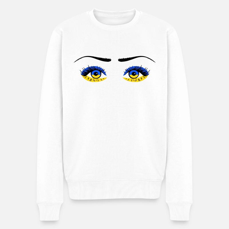 Ukraine Augen -Solidarität - Männer Premium Bio Pullover - Weiß