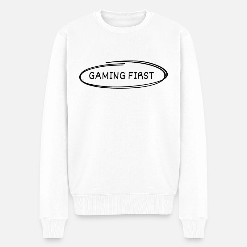 Gaming First - Männer Premium Bio Pullover - Weiß
