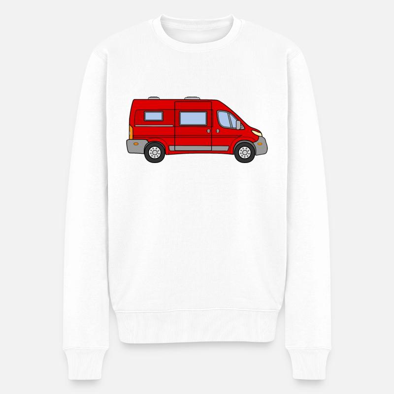 Camper VAN / Kastenwagen ROT - Männer Premium Bio Pullover - Weiß
