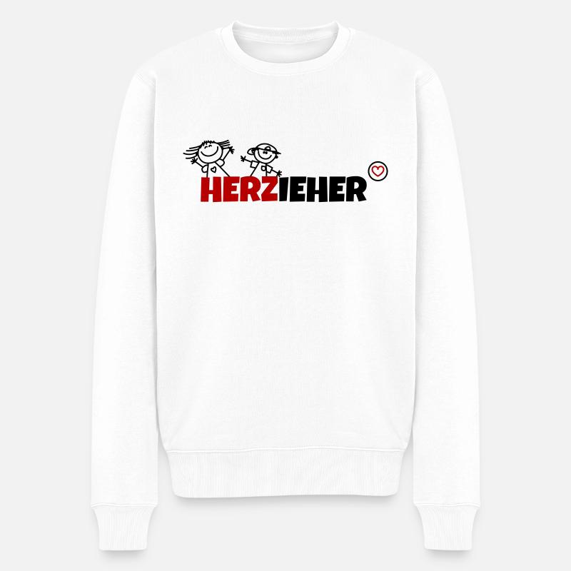 Herzieher - Männer Premium Bio Pullover - Weiß