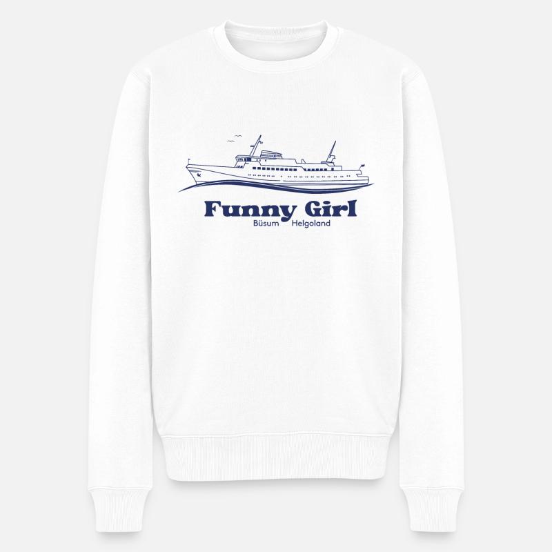 Mit der MS Funny Girl nach Helgoland - Männer Premium Bio Pullover - Weiß