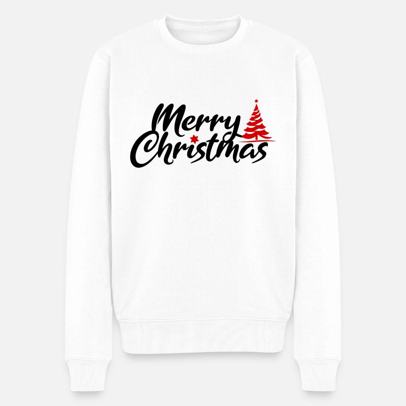 Fröhliche Weihnachten Schrift - Männer Premium Bio Pullover - Weiß