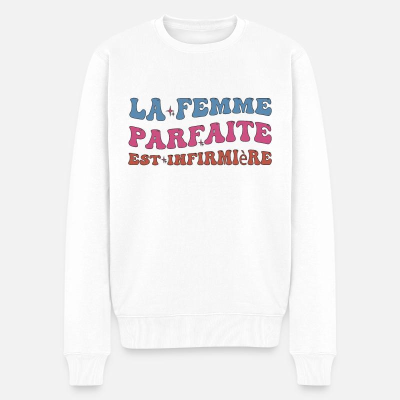 Die perfekte Frau ist Krankenschwester - Männer Premium Bio Pullover - Weiß