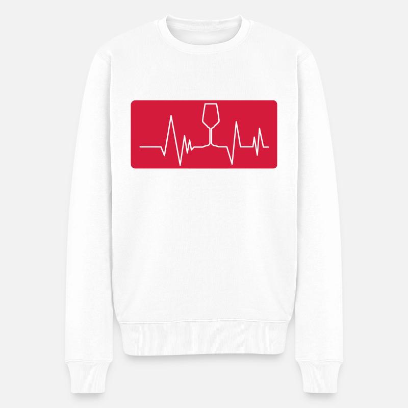 WEIN - Vitalparameter (v) - Männer Premium Bio Pullover - Weiß