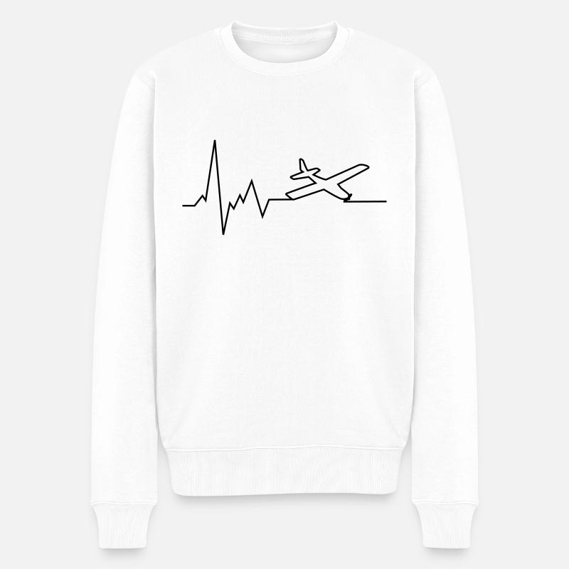 Avion de battement de cœur - Pull Premium bio Homme - blanc