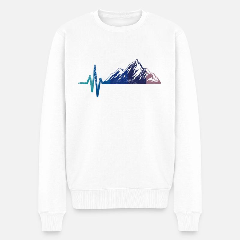 Berge Alpen Bergsteigen - Männer Premium Bio Pullover - Weiß