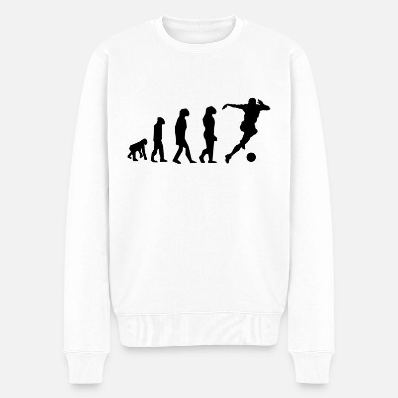 Entwicklung des Fußballs - Männer Premium Bio Pullover - Weiß