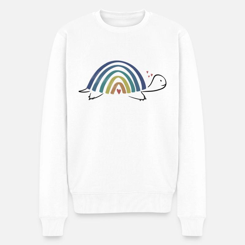 Schildkröte Regenbogen - Männer Premium Bio Pullover - Weiß