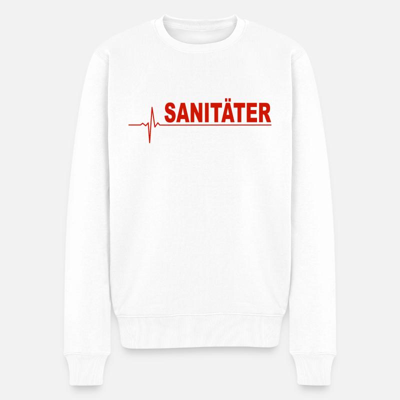 Sanitäter Krankenwagen Rettungssanitäter - Männer Premium Bio Pullover - Weiß