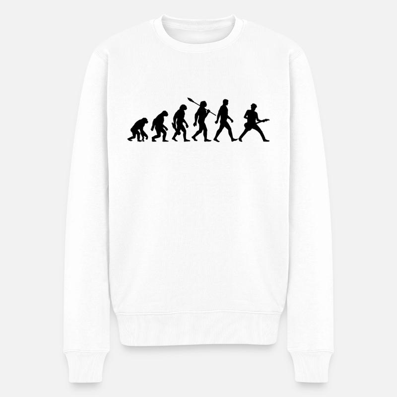 Evolution Guitariste Musicien Rock - Pull Premium bio Homme - blanc