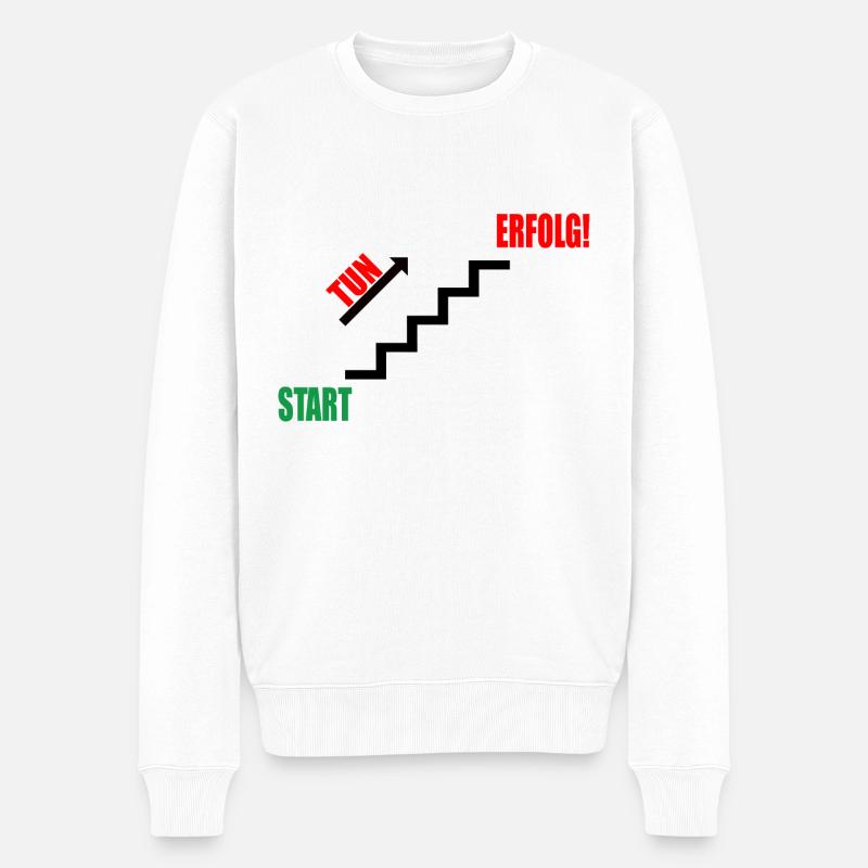 Treppe Erfolg durch Tun - Männer Premium Bio Pullover - Weiß