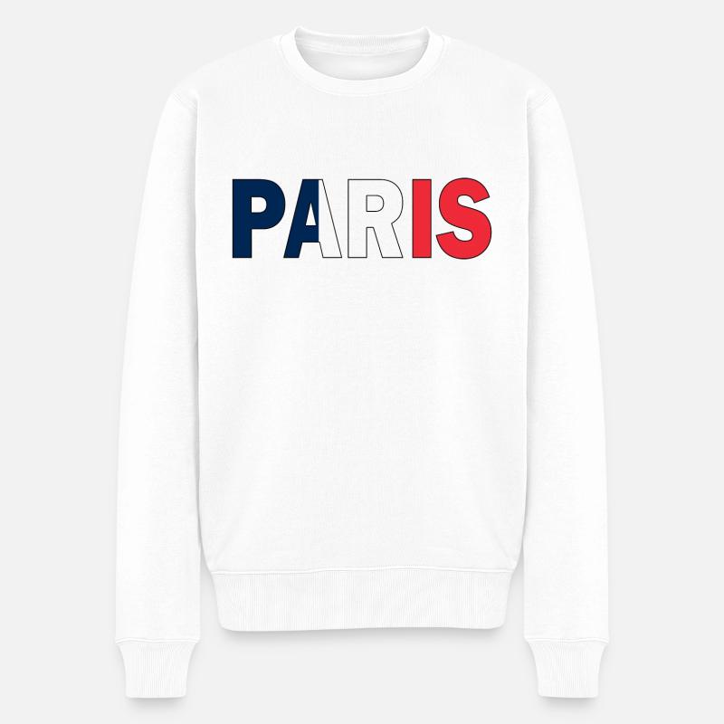Paris in Nationalfarben - Männer Premium Bio Pullover - Weiß