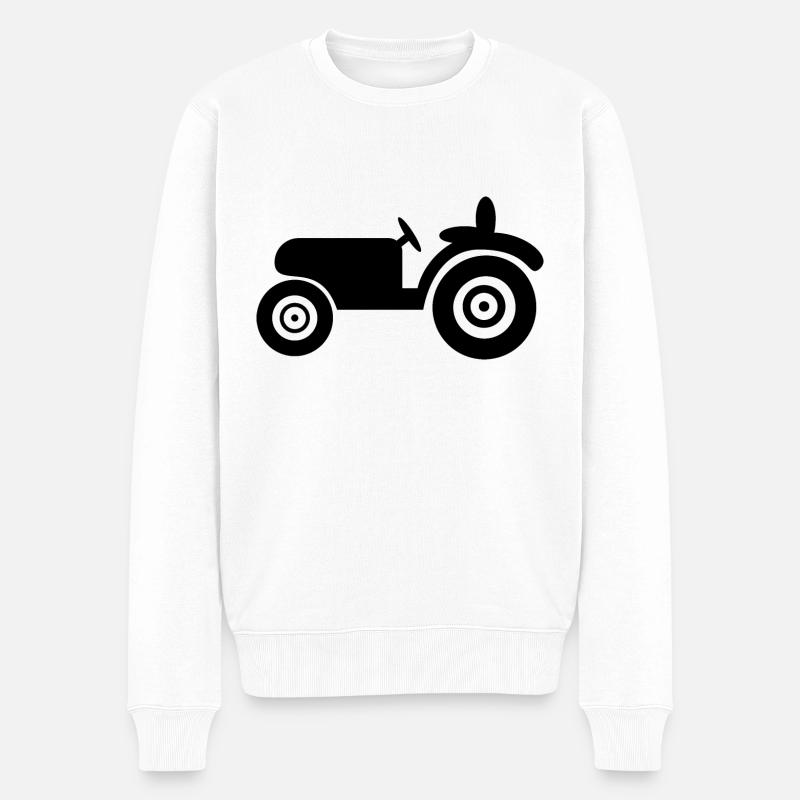 Traktor - Oldtimer - Männer Premium Bio Pullover - Weiß