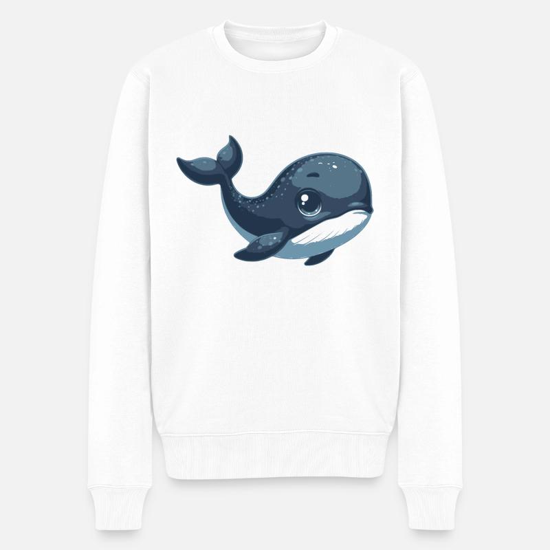 Wal - Männer Premium Bio Pullover - Weiß