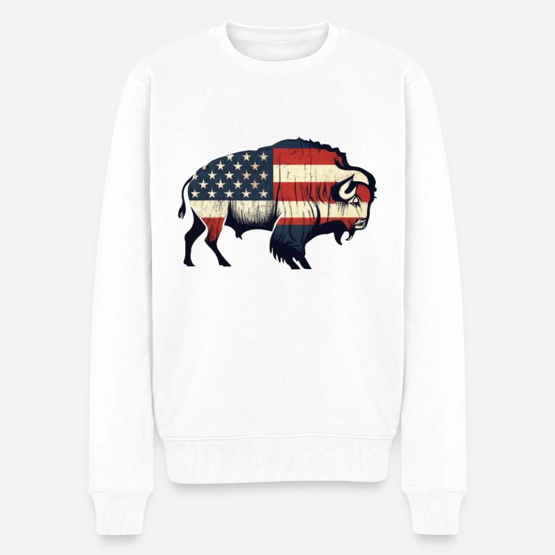 American Bison - Männer Premium Bio Pullover - Weiß