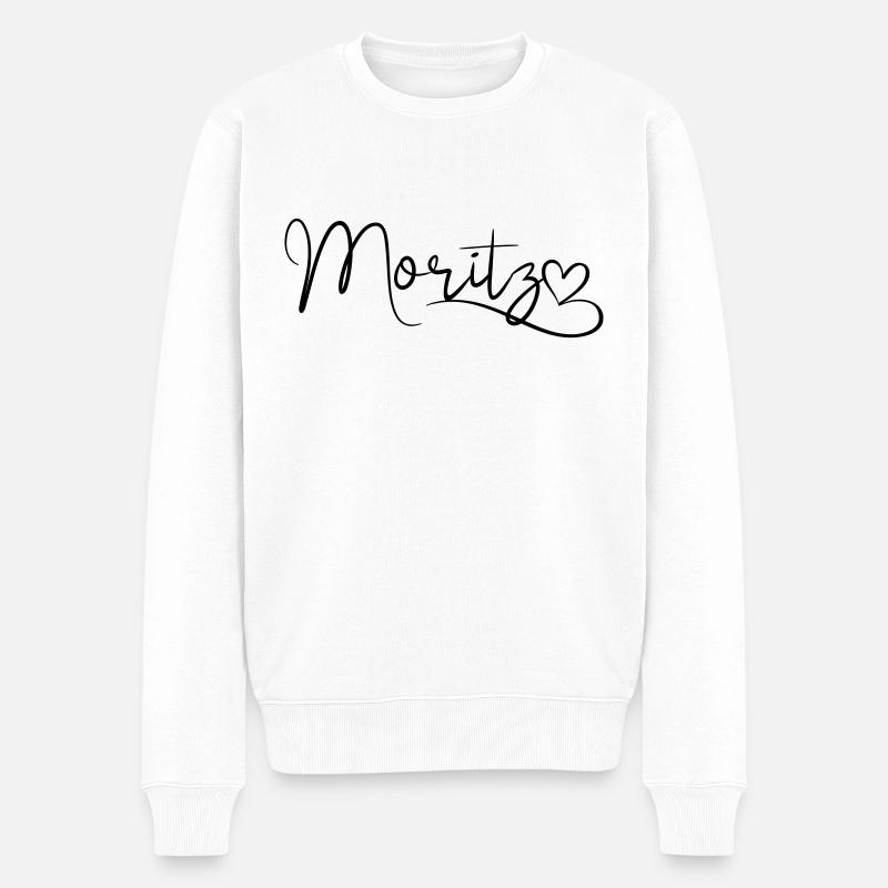Moritz Name Vorname Herzdekor - Männer Premium Bio Pullover - Weiß