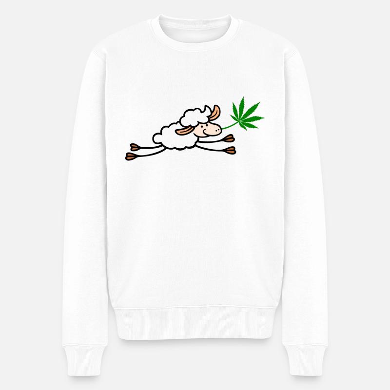 Schaf Hanf springend png - Männer Premium Bio Pullover - Weiß