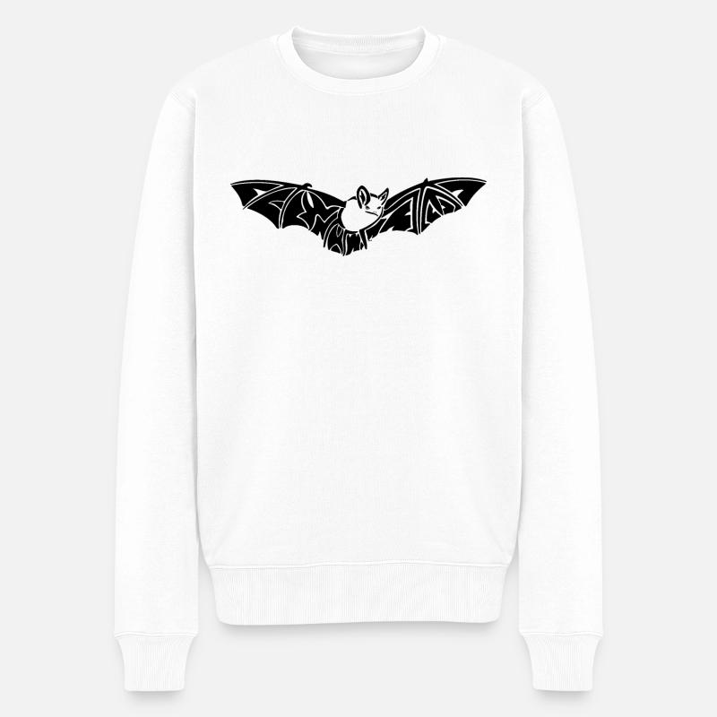 Fledermaus - Männer Premium Bio Pullover - Weiß