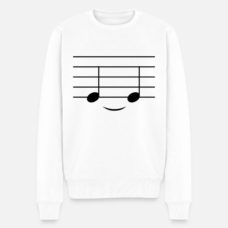 Notes de musique - visage souriant - piano piano - Pull Premium bio Homme - blanc