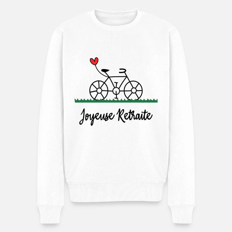 RETRAITE. BONNE RETRAITE. JOYEUSE RETRAITE. VELO - Pull Premium bio Homme - blanc