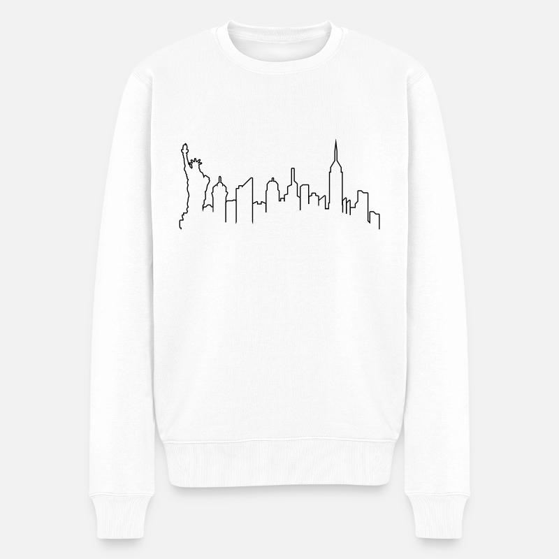Umriss Freiheitsstatue NYC - Männer Premium Bio Pullover - Weiß