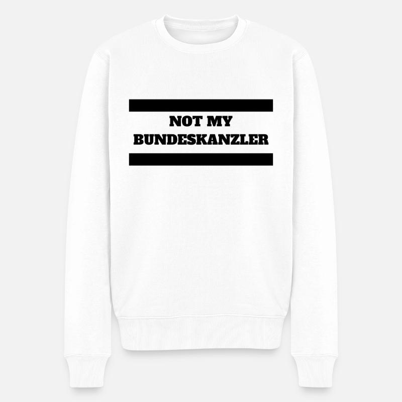 "Not my Bundeskanzler" - Männer Premium Bio Pullover - Weiß