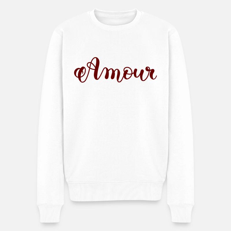 Liebe - Männer Premium Bio Pullover - Weiß