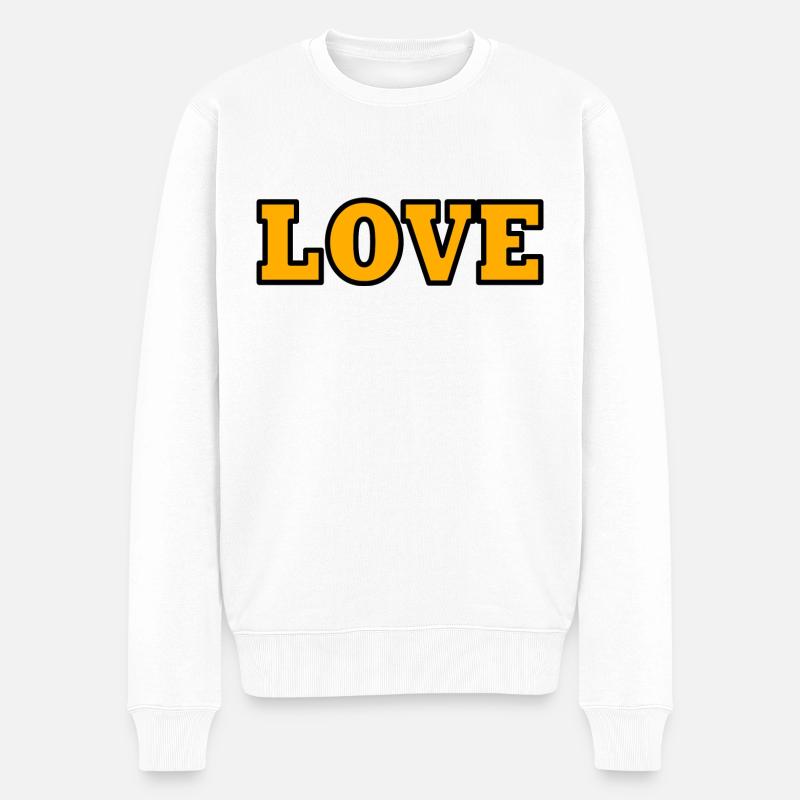 Love - Männer Premium Bio Pullover - Weiß
